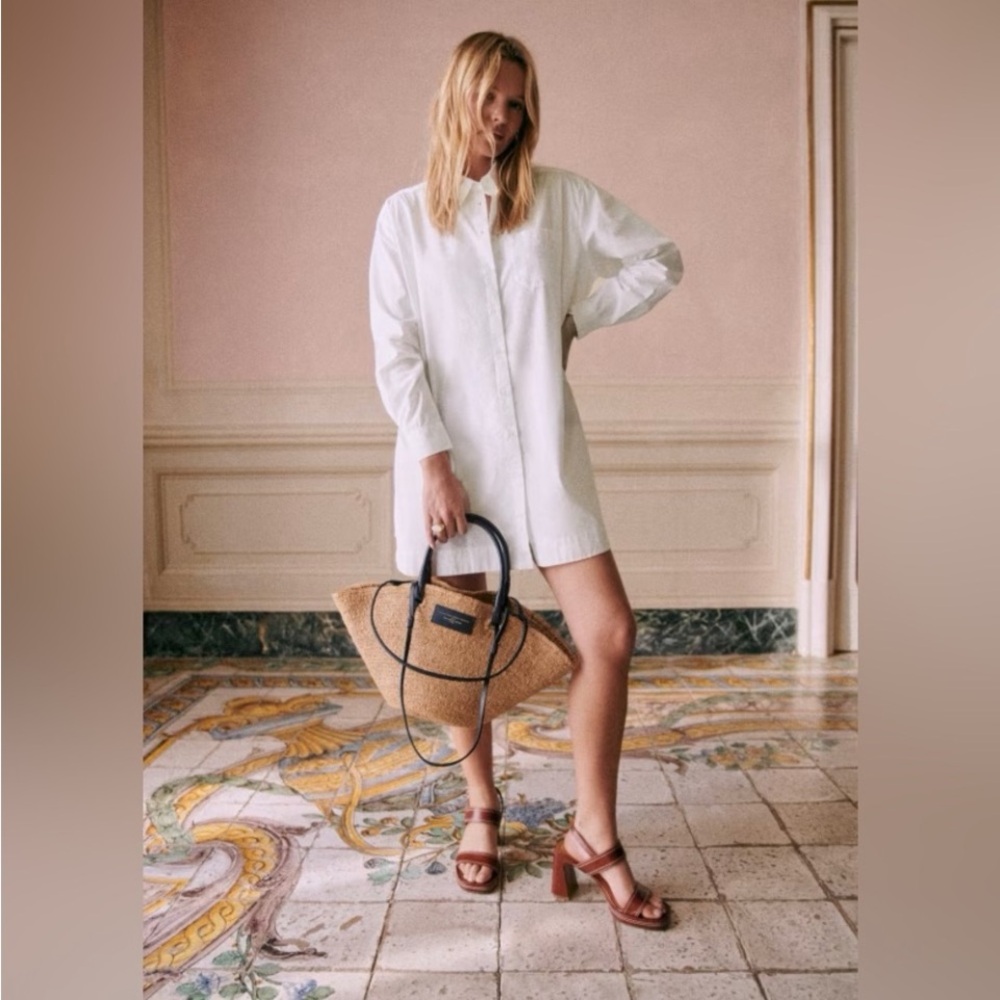 Sezane Maxine Shirt Dress. Organic cotton. Medium